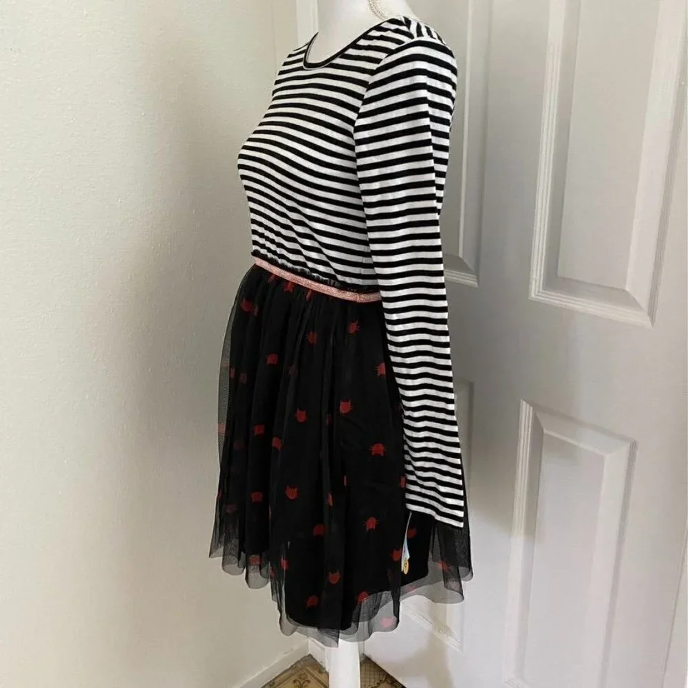 Target Cat & Jack™ Girls' Halloween Long Sleeve Tulle Dress Black/White XL 14